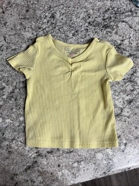 Andy & Evan Pale Yellow Ribbed Short Sleeve Tee